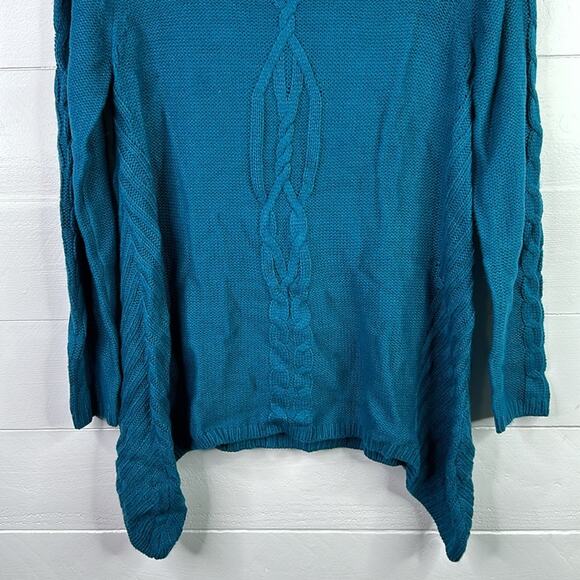 STYLE & CO. Teal Cable-Knit Scoop Neck Long Sleeve Tunic Sweater Top Size Small - Picture 6 of 9